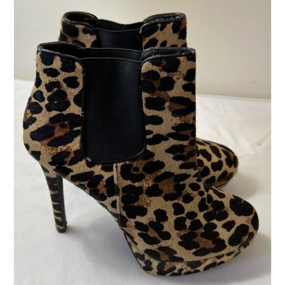 Gianni Bini Womens Platform Calf Hair Leopard Print Booties 7.5 - Picture 3 of 6